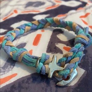 Tan and blue anchor bracelet